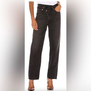 Agolde black criss cross jeans